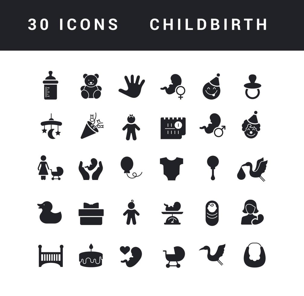 vector eenvoudige iconen van bevalling