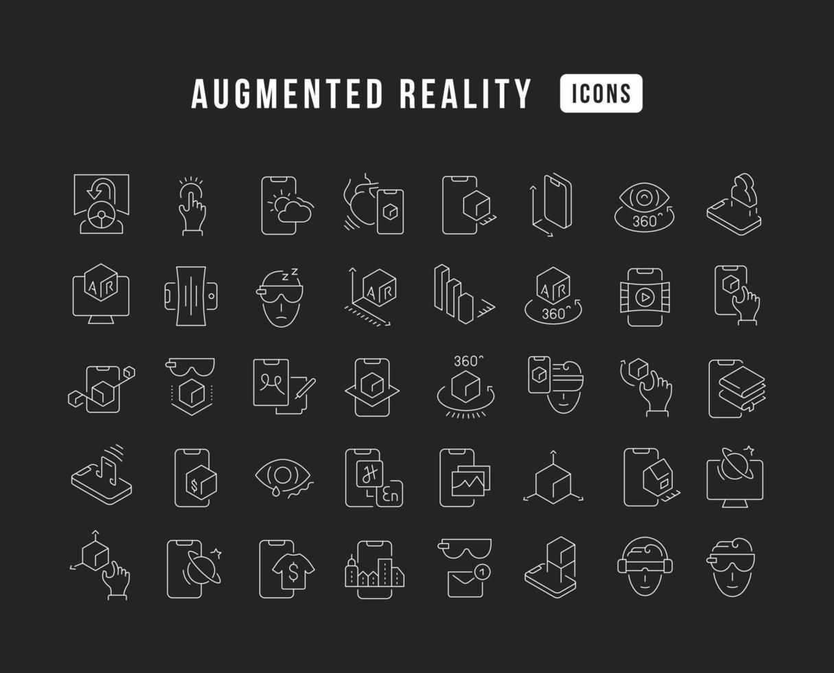 set lineaire iconen van augmented reality vector