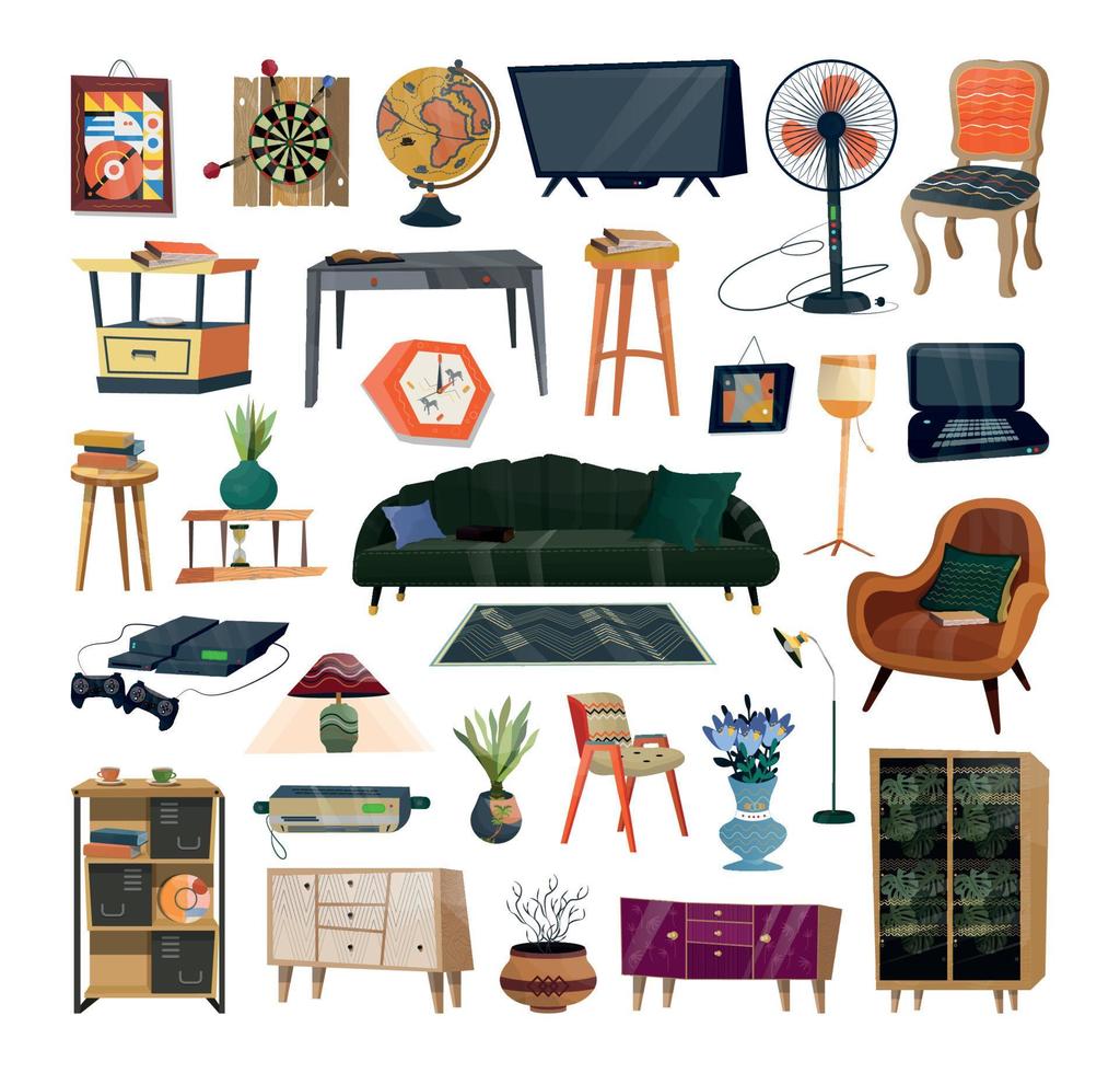 set van items voor de woonkamer vector