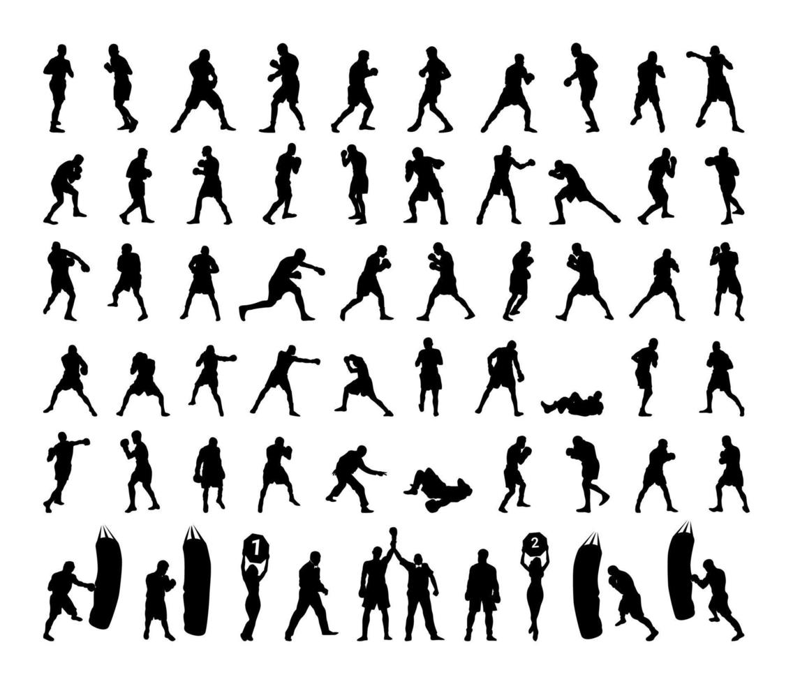 boxers silhouetten set vector