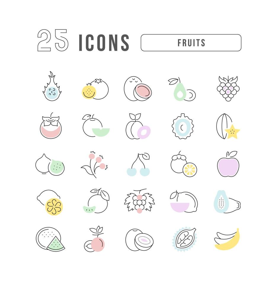 set van lineaire iconen van fruit vector