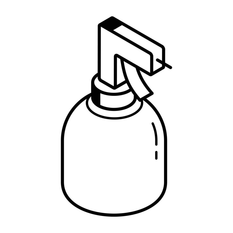 washand, pictogram van de dispenser voor vloeibare zeep in lijnontwerp. vector