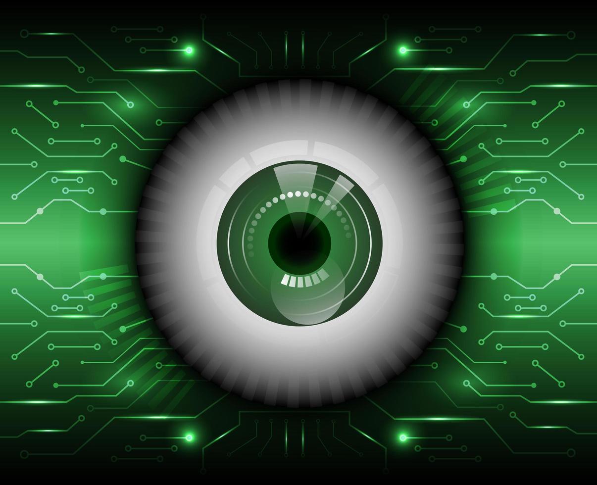 oogbol op gloeiende circuit achtergrond vector