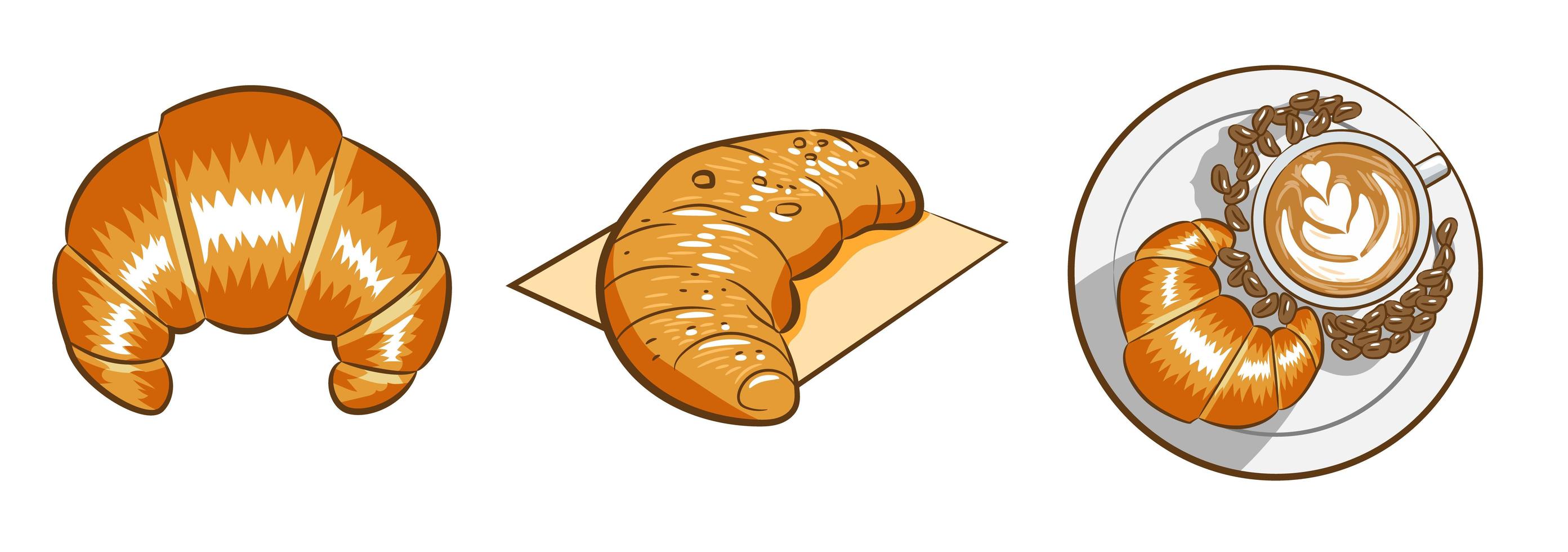 croissant en latte set vector