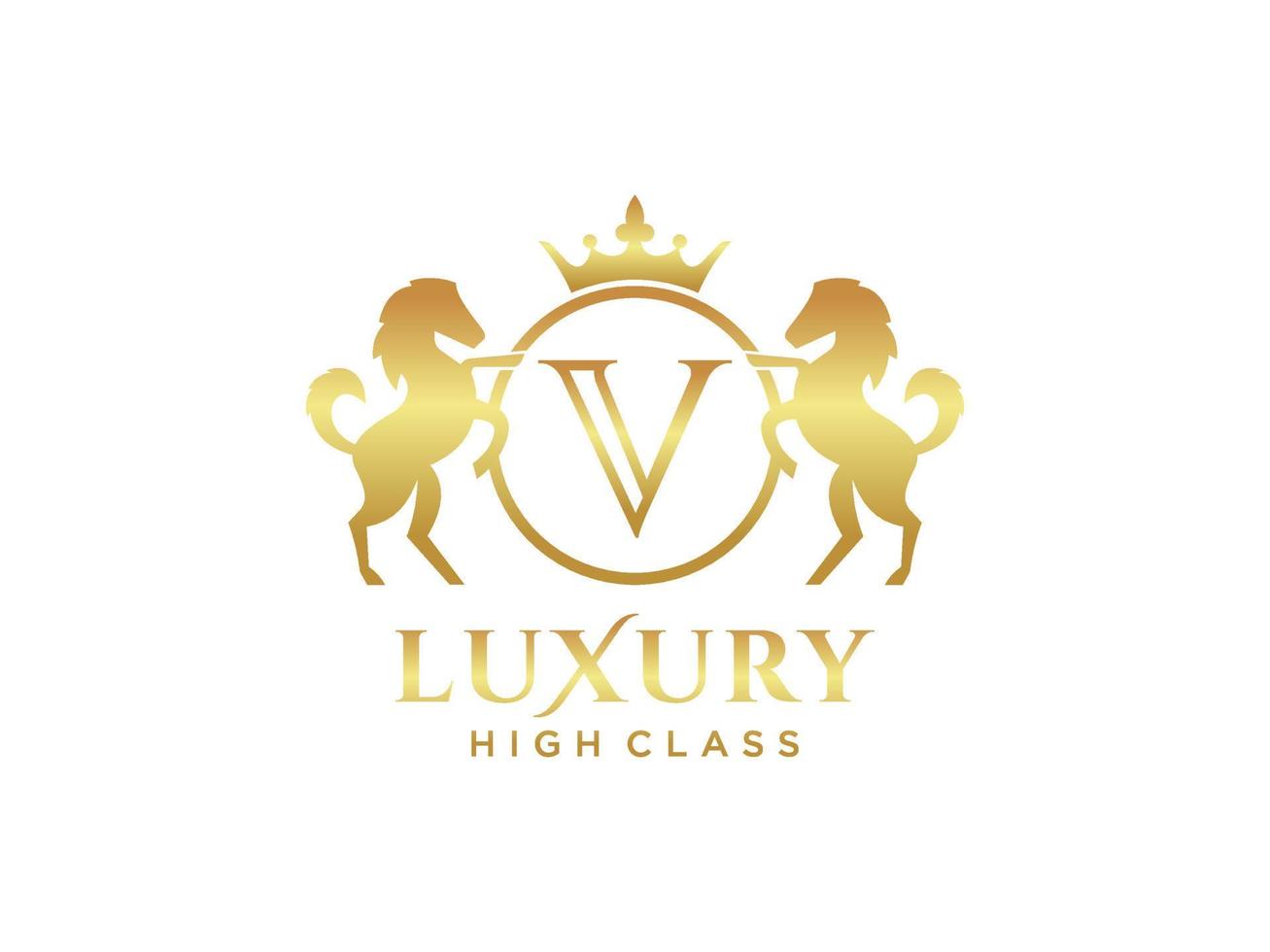 letter v vintage paard luxe Victoriaanse kalligrafische logo. vector