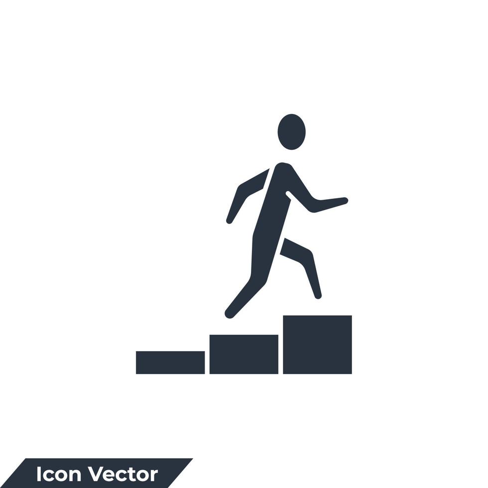 carrière pictogram logo vectorillustratie. mensen klimmen naar boven symboolsjabloon voor grafische en webdesigncollectie vector