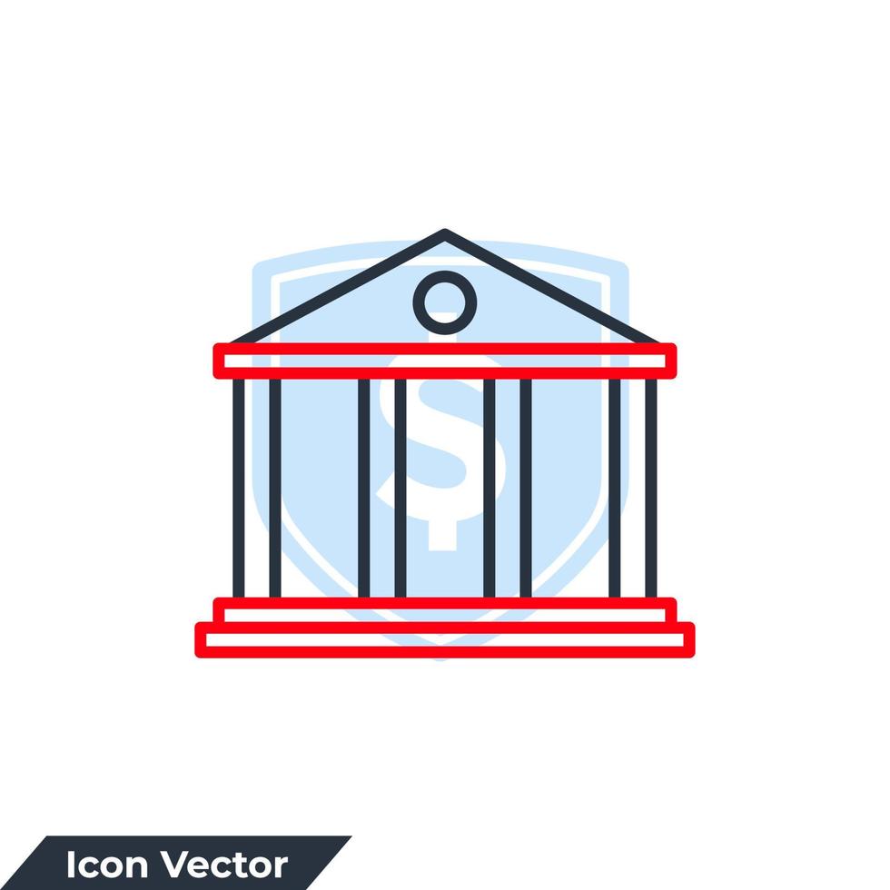 bank gebouw pictogram logo vectorillustratie. banksymboolsjabloon voor grafische en webdesigncollectie vector