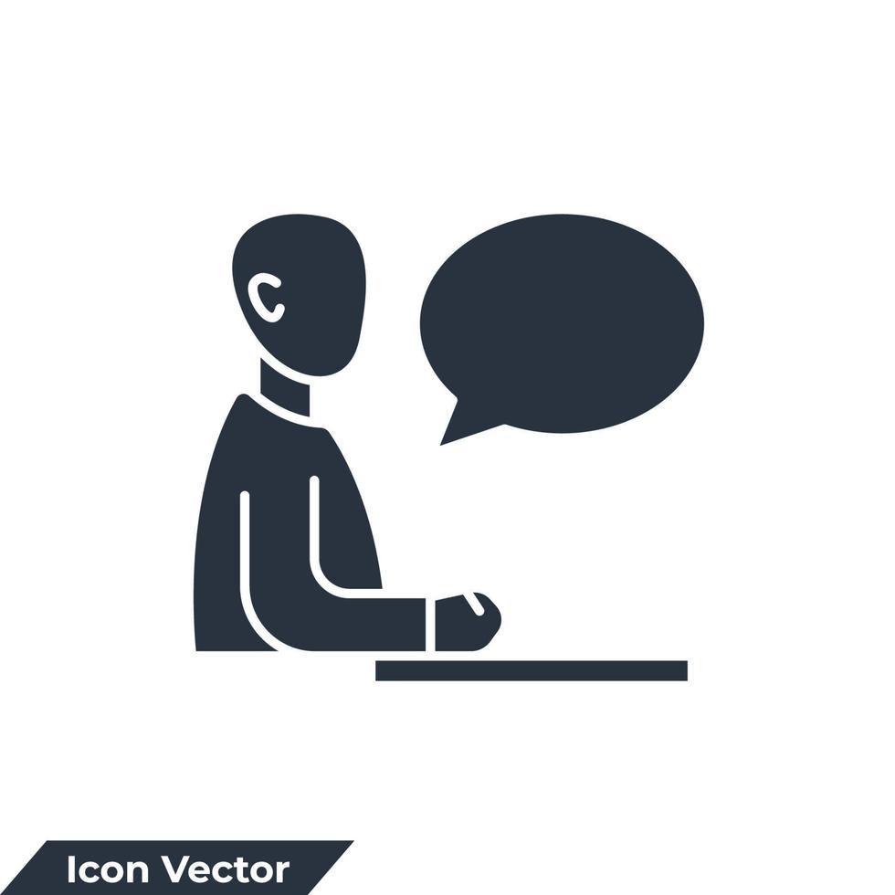 interview pictogram logo vectorillustratie. conferentiesymboolsjabloon voor grafische en webdesigncollectie vector