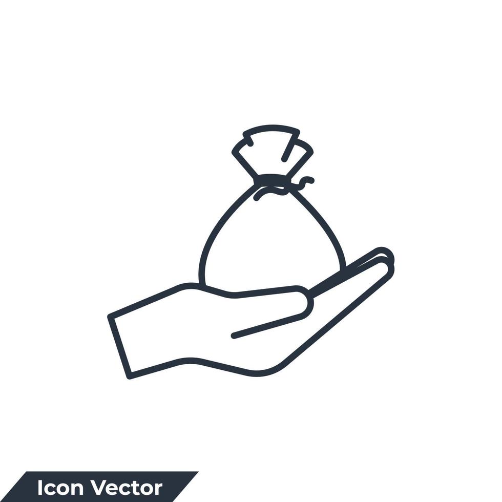 geld tas pictogram logo vectorillustratie. financiële symboolsjabloon voor grafische en webdesigncollectie vector