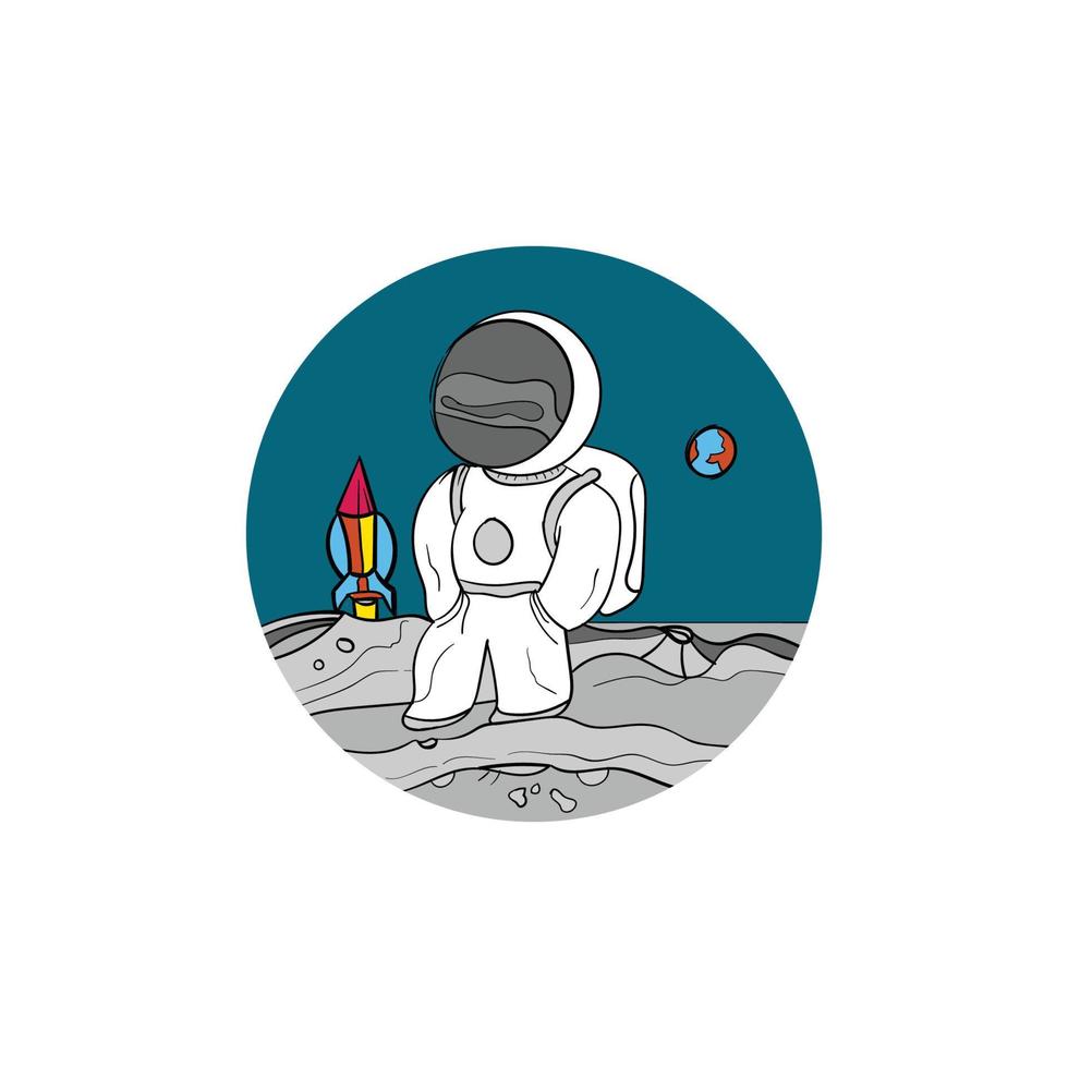 astronaut karakter vector tekening, cartoon doodle ruimte