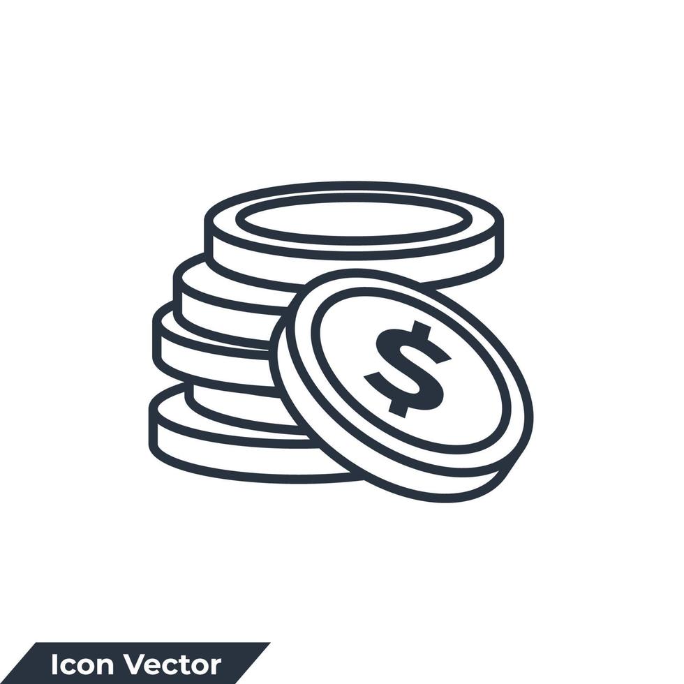 munt pictogram logo vectorillustratie. geld gestapelde munten symboolsjabloon voor grafische en webdesign collectie vector