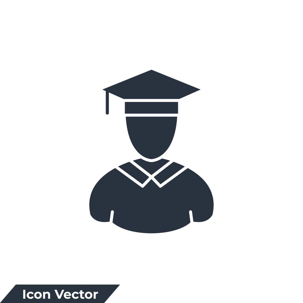 onderwijs pictogram logo vectorillustratie. mensen met afstudeerdop symboolsjabloon voor grafische en webdesign collectie vector