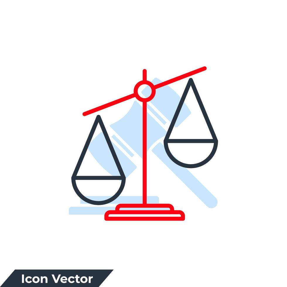 Justitie schalen pictogram logo vectorillustratie. beoordelingsschaal symboolsjabloon voor grafische en webdesigncollectie vector