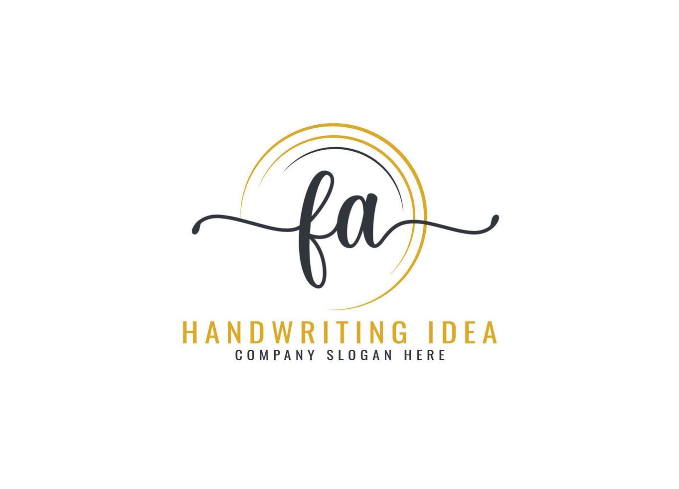 eerste fa brief handschrift logo ontwerp vector