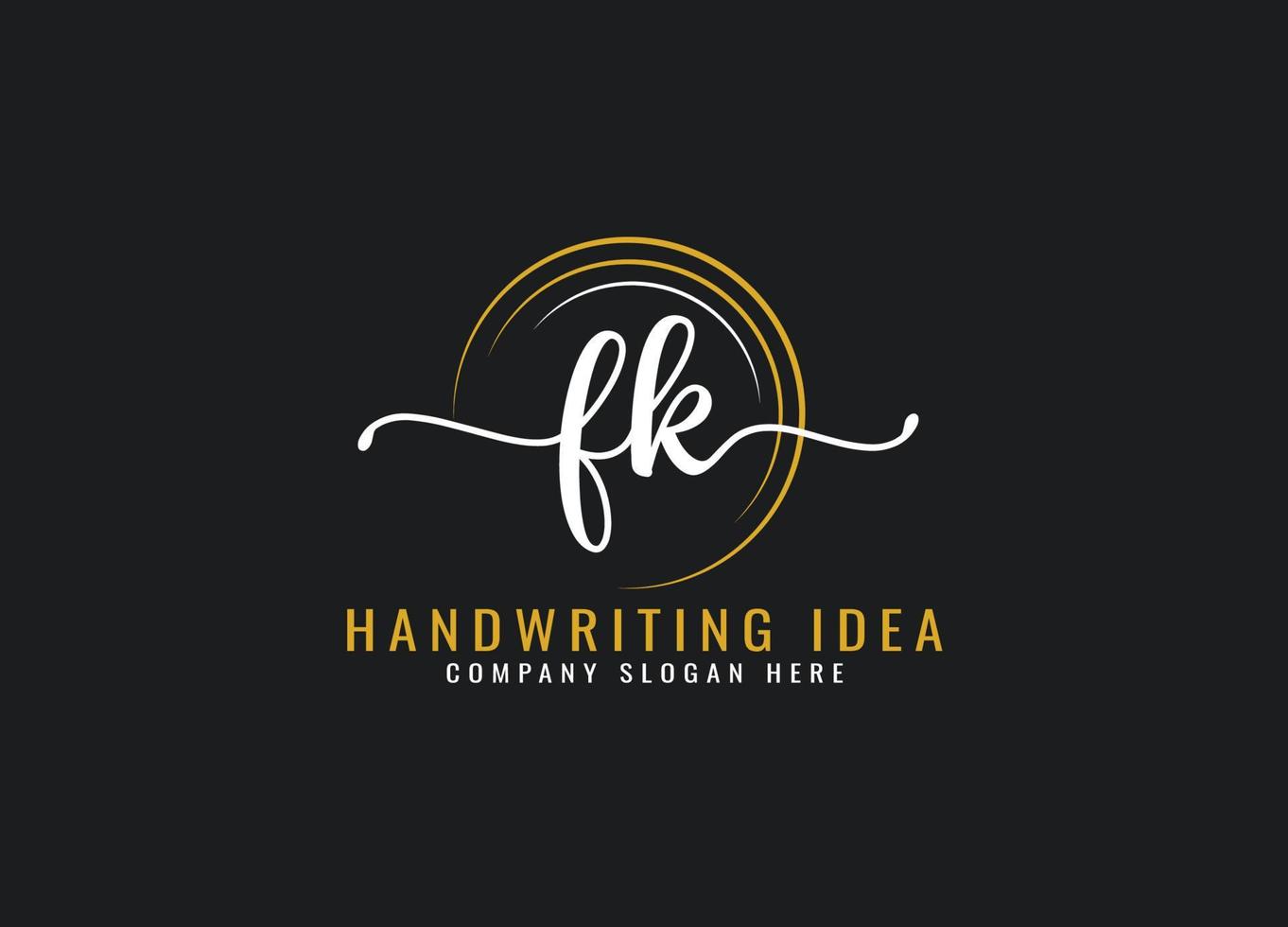 eerste fk brief handschrift logo ontwerp vector