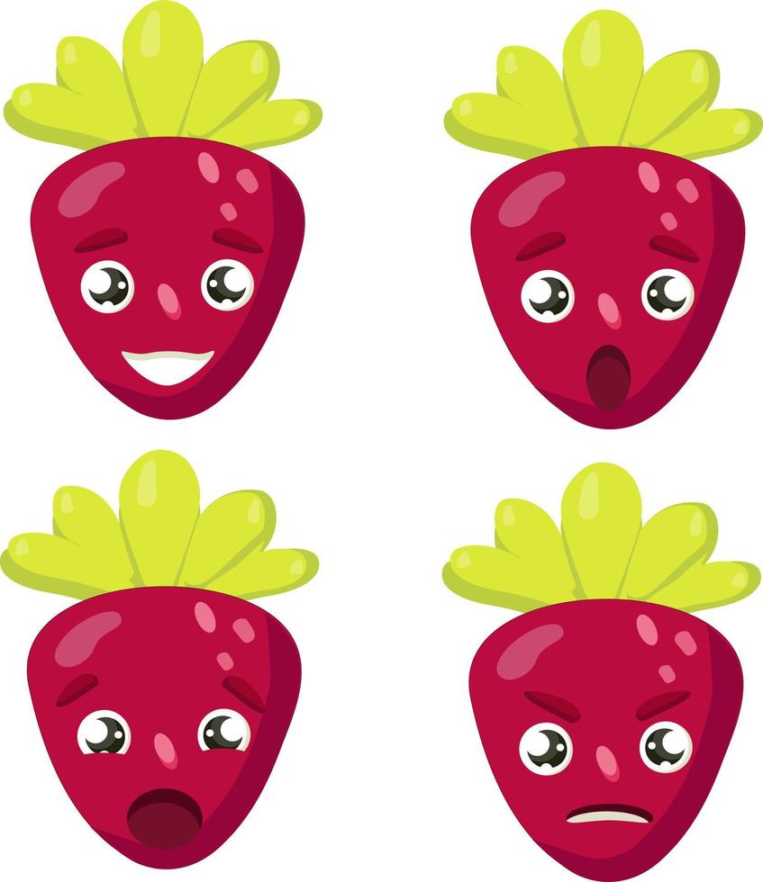 aardbei met emoties vector