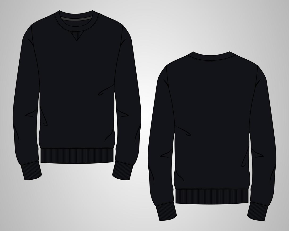 sweatshirt met lange mouwen vector illustratie zwarte kleur sjabloon