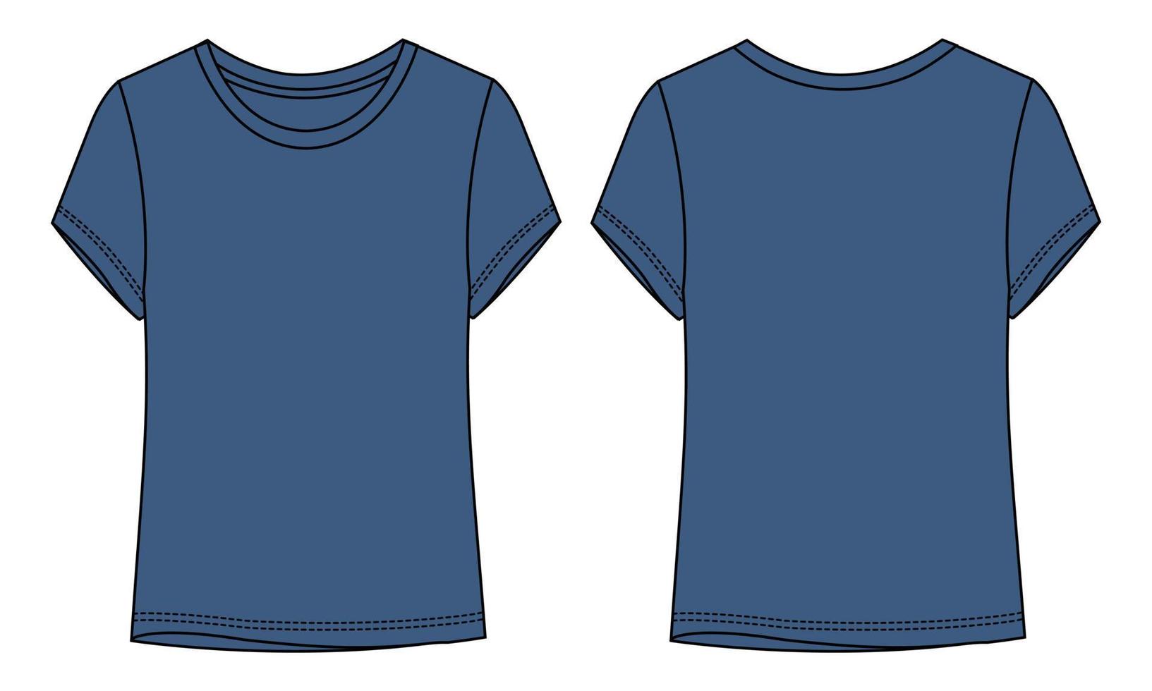 T-shirt met korte mouwen tops technische mode flats vector illustratie sjabloon voor dames