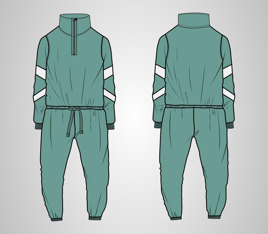 nachtkleding jurk ontwerp technische mode platte schets vector illustratie sjabloon voor- en achterkant uitzicht.