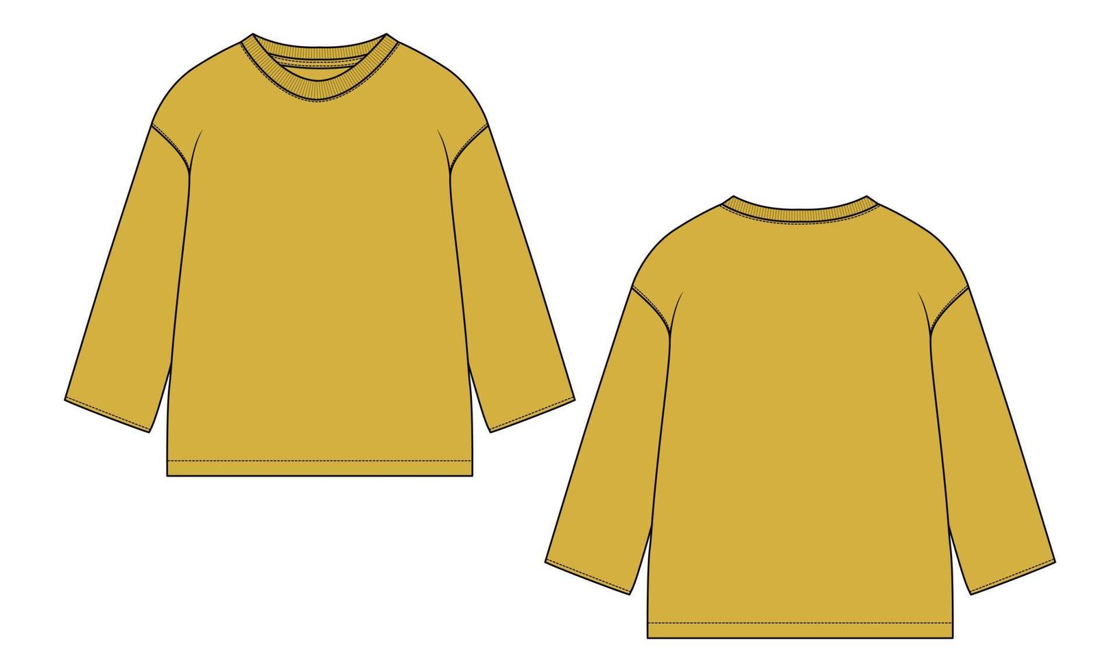 katoen fleece jersey lange mouwen sweatshirt mode platte schets vector illustratie sjabloon