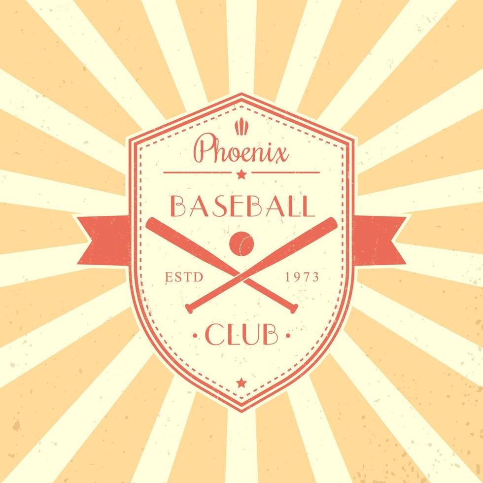 honkbal vintage embleem, honkbal logo, t-shirt ontwerp op schild, gekruiste honkbalknuppels, vectorillustratie vector