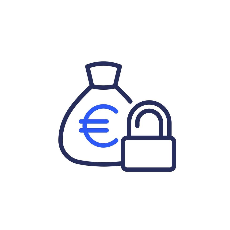 veilig geldlijnpictogram met euro vector