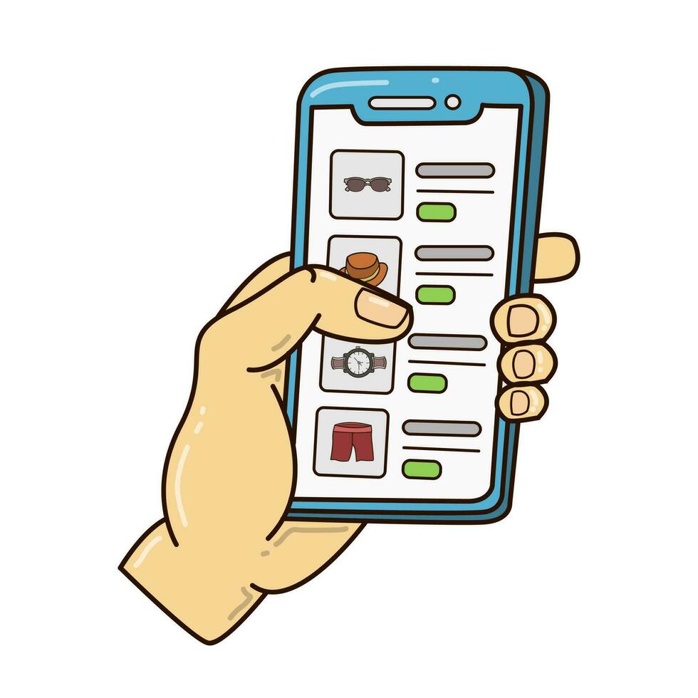 vectorillustratie van online winkelen met smartphone vector