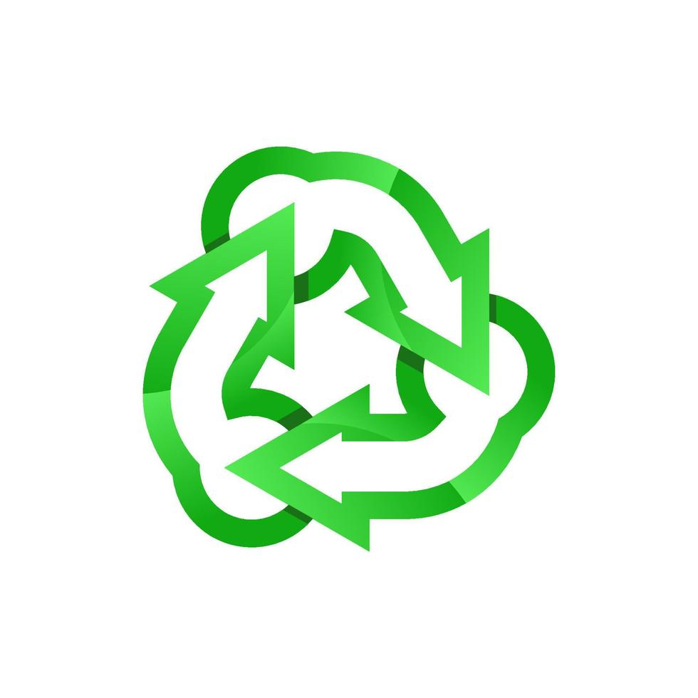 groen recyclingslogo. recycling icoon. gerecyclede eco-vector. recycle pijlen ecologie symbool. gerecyclede cyclus pijl. milieu symbool. v vector