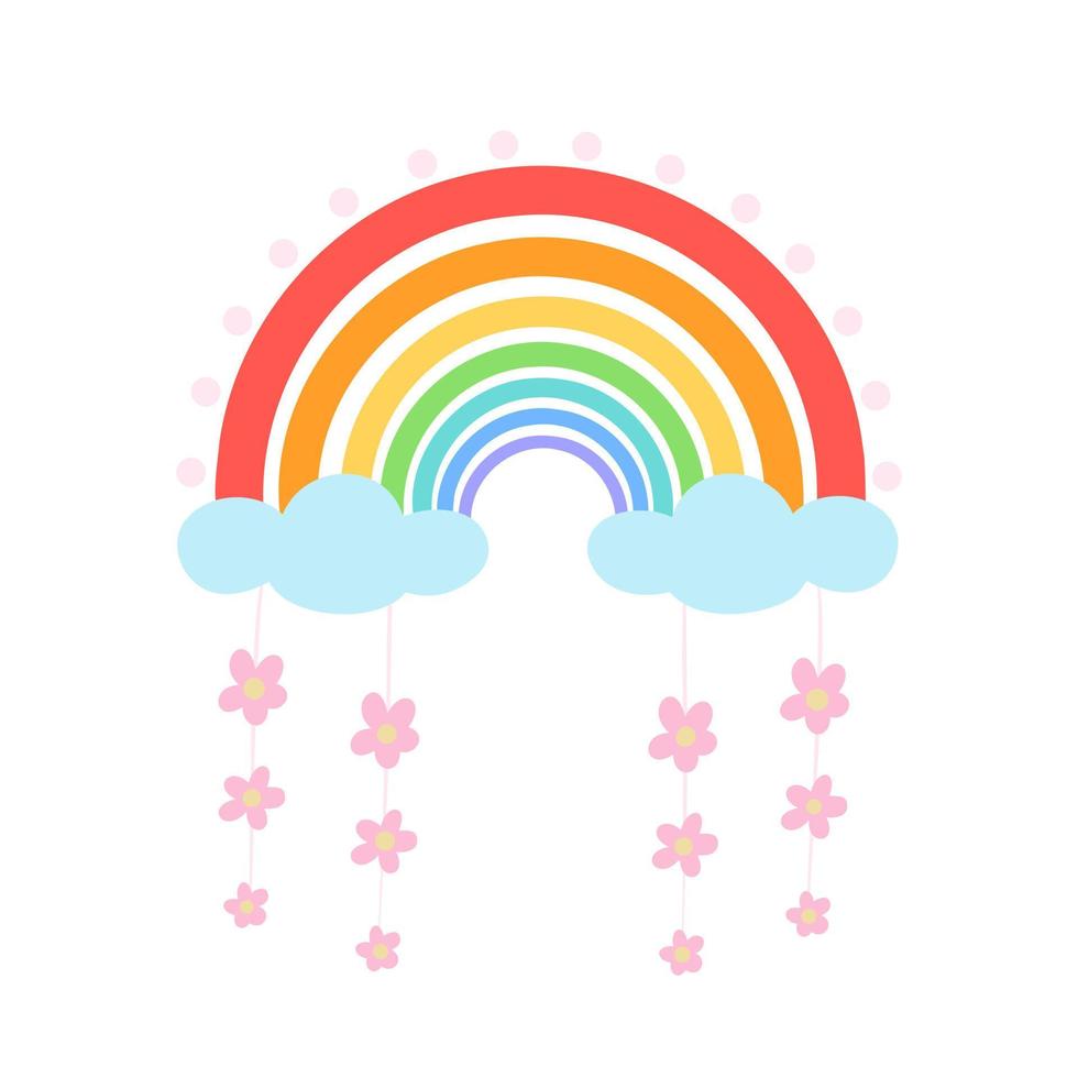 regenboog en bloem. illustratie voor afdrukken, achtergronden, covers, verpakkingen, wenskaarten, posters, stickers, textiel en seizoensontwerp. geïsoleerd op een witte achtergrond. vector