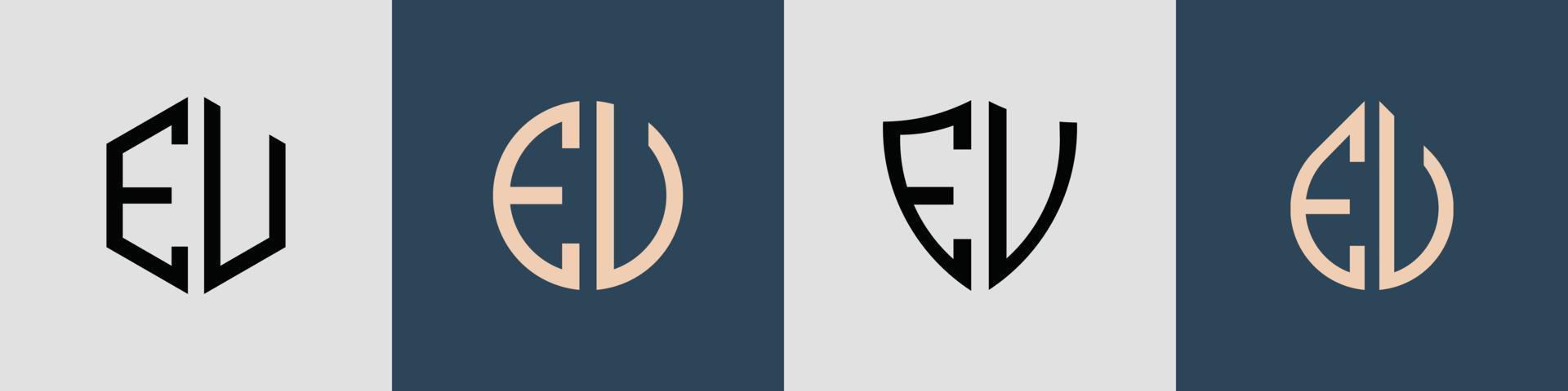 creatieve eenvoudige beginletters eu-logo-ontwerpenbundel. vector