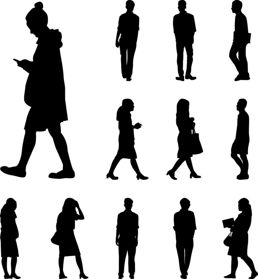 zwarte lopende silhouetten vector, pictogram man en vrouw promenade op witte achtergrond vector