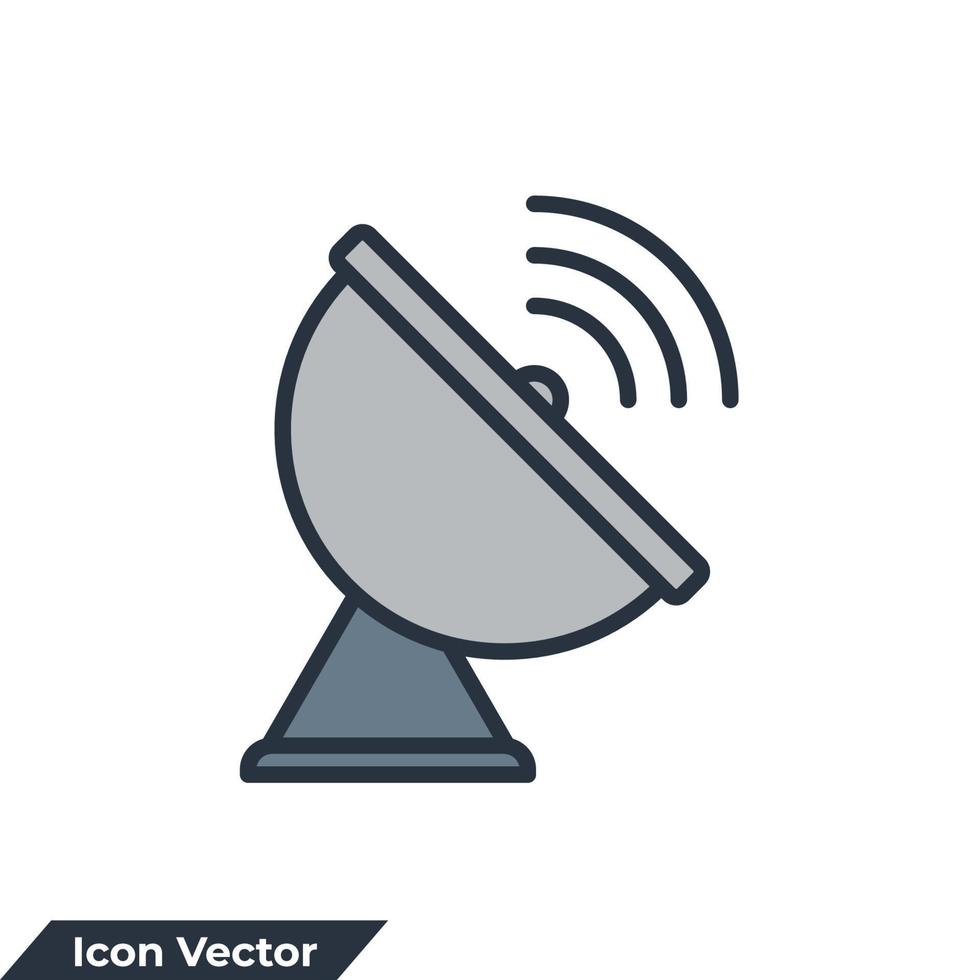 satelliet pictogram logo vectorillustratie. antennesymboolsjabloon voor grafische en webdesigncollectie vector