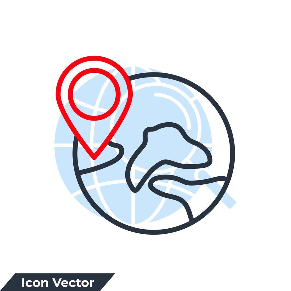 locatie pictogram logo vectorillustratie. globe web icoon en locatie pin symbool sjabloon voor grafische en webdesign collectie vector