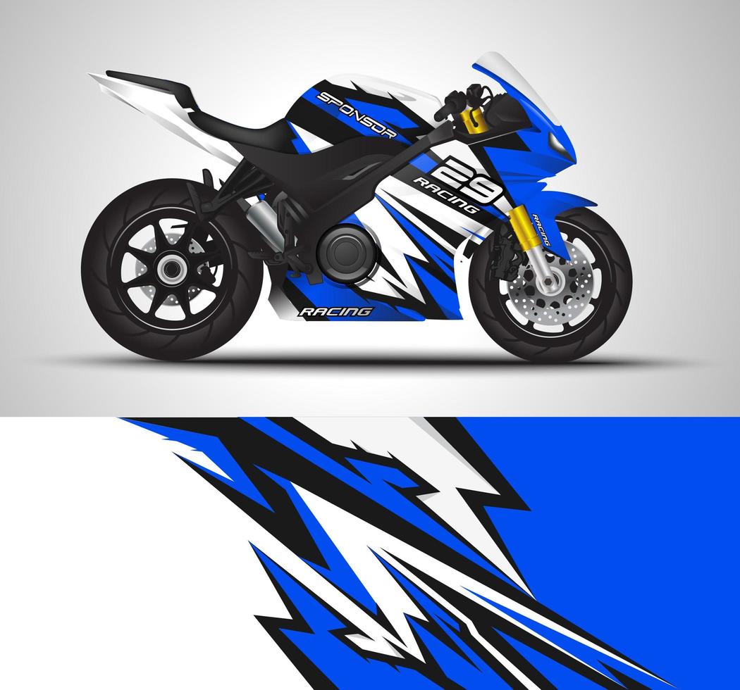 blauwe motorsportfietsen wrap vector