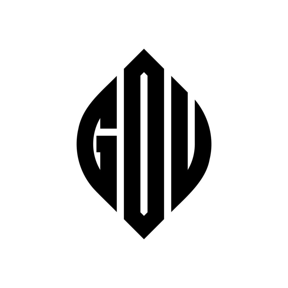 gou cirkel letter logo ontwerp met cirkel en ellipsvorm. gou-ellipsletters met typografische stijl. de drie initialen vormen een cirkellogo. gou cirkel embleem abstracte monogram brief mark vector. vector