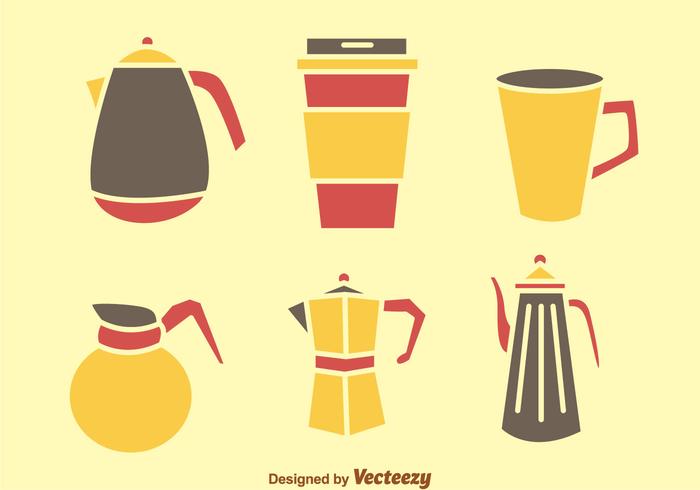 Koffie En Theepot Pictogrammen vector