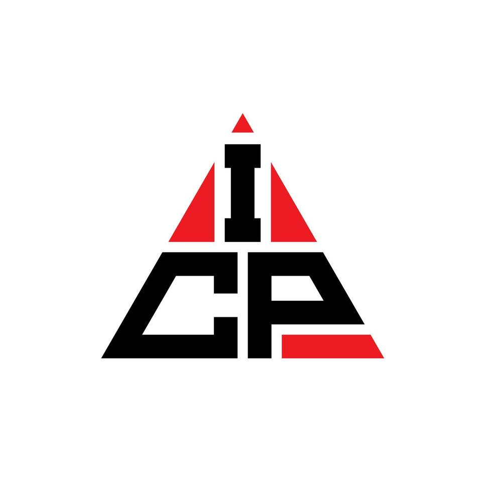 icp driehoek brief logo ontwerp met driehoekige vorm. icp driehoek logo ontwerp monogram. icp driehoek vector logo sjabloon met rode kleur. icp driehoekig logo eenvoudig, elegant en luxueus logo.