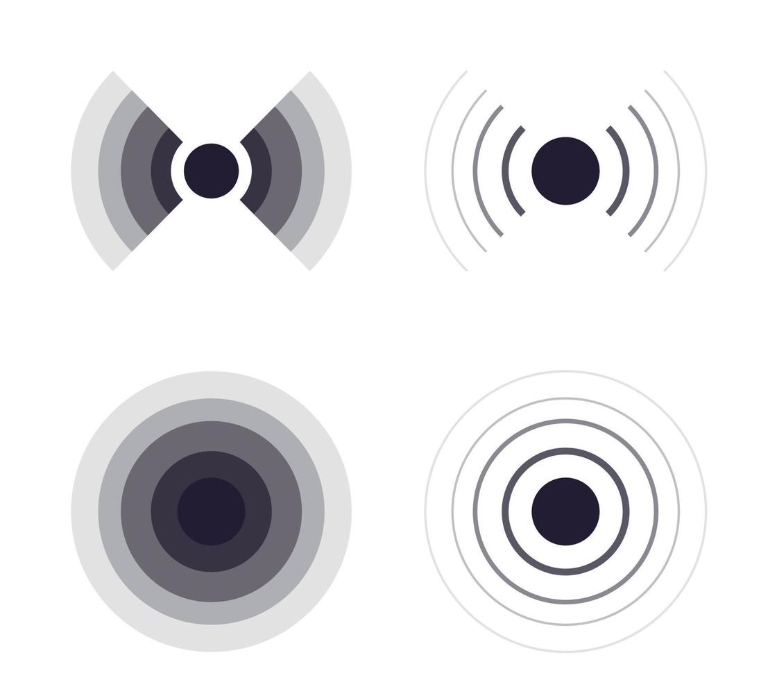 radarsignaal en sonar geluidsgolf platte vectorillustratie. vector