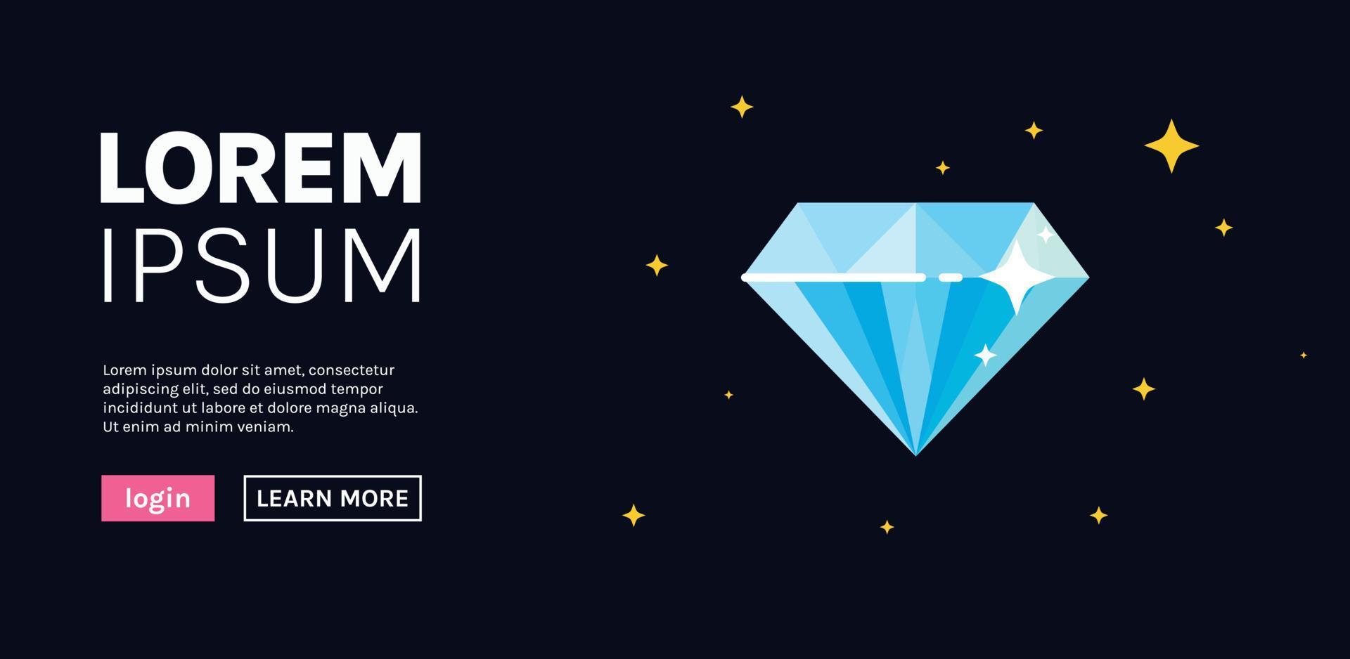 platte syle diamant en kristal rijkdom webpagina concept platte vectorillustratie. vector