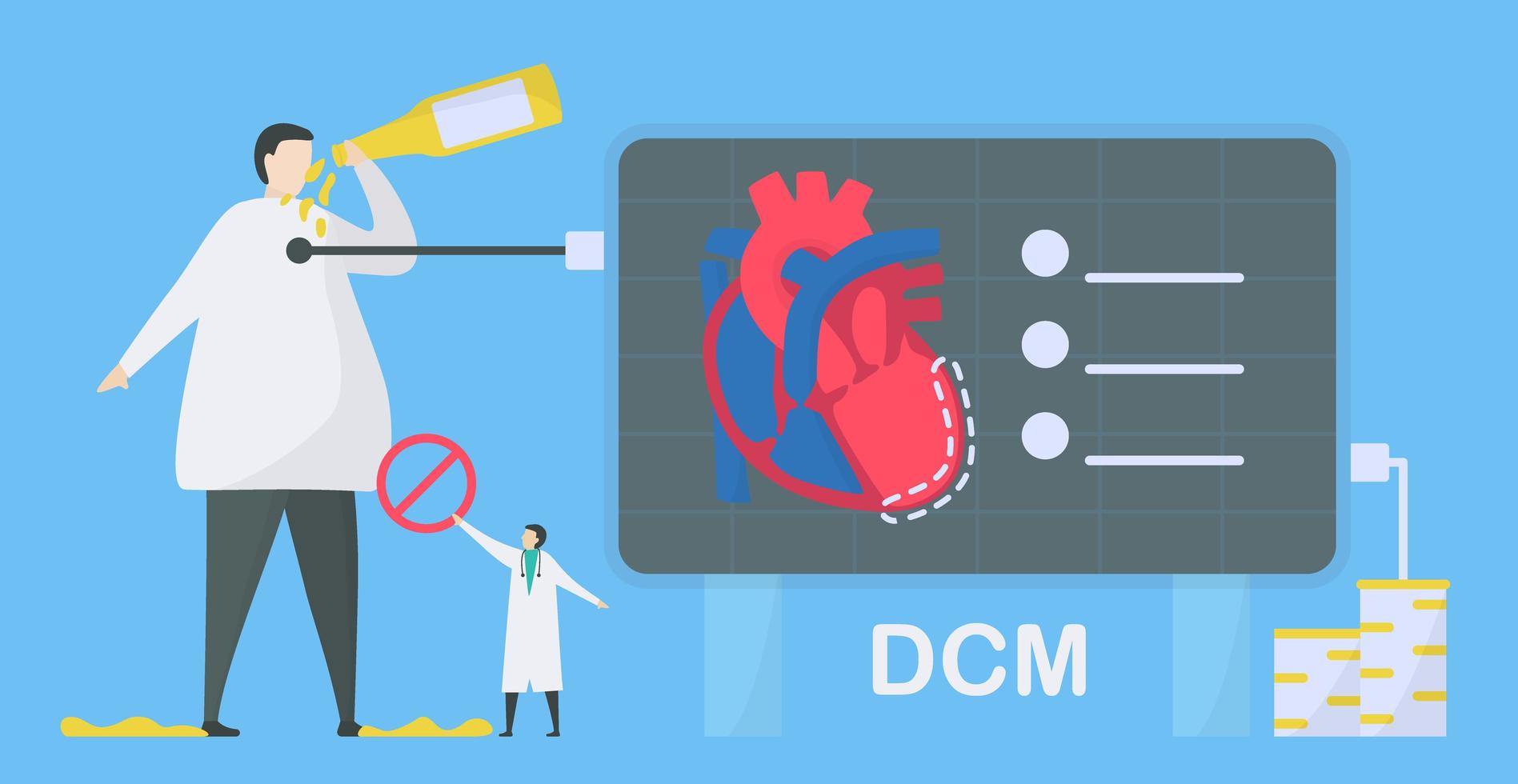 cardiologie verwijde cardiomyopathie infographic vector