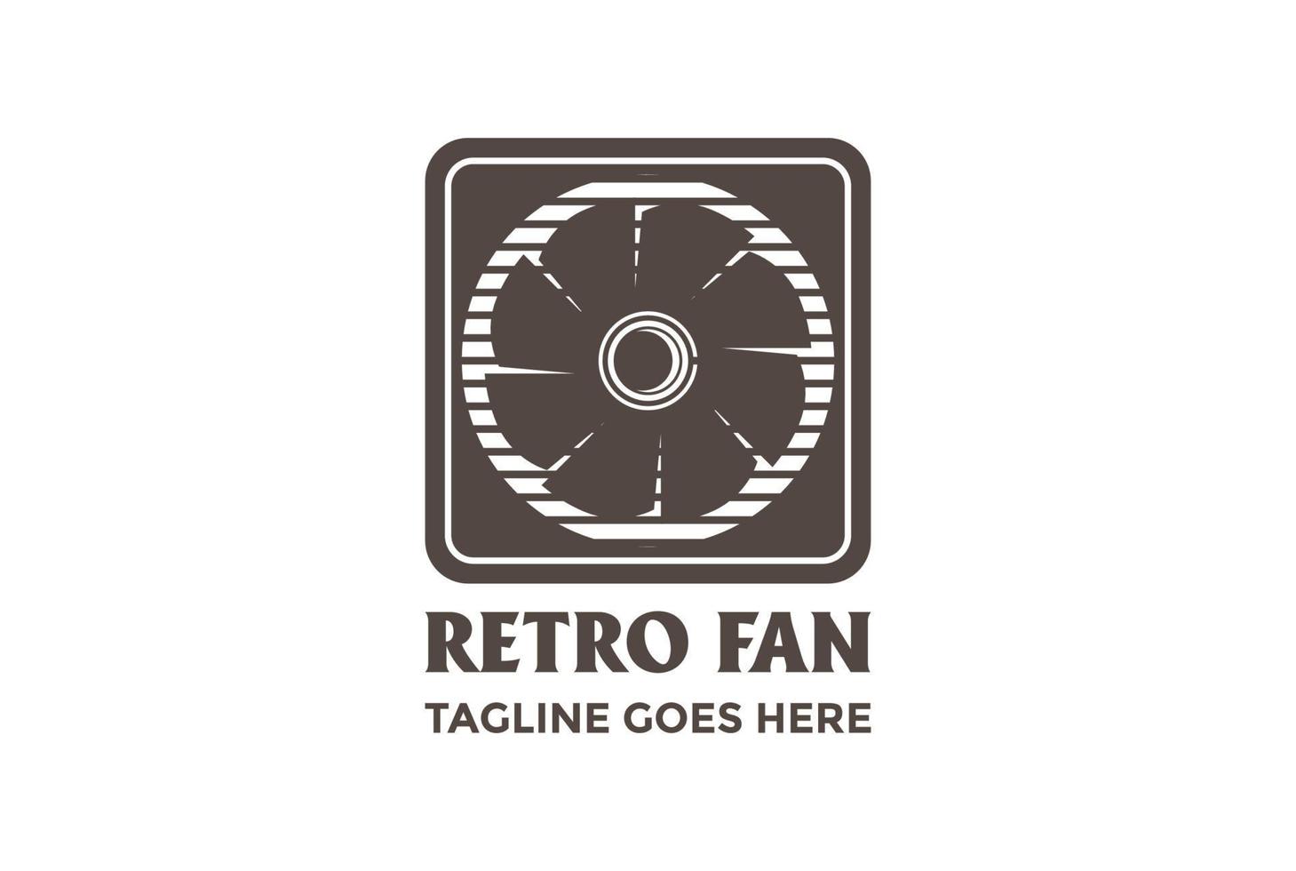 retro vintage vierkante elektrische ventilator voor reparatie service logo ontwerp vector