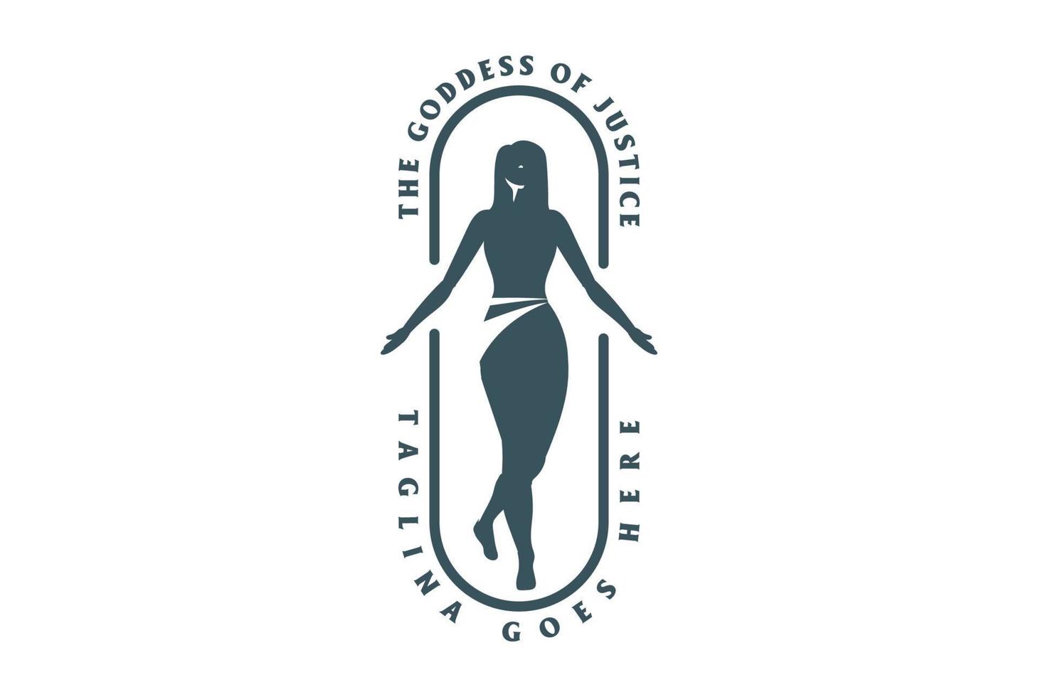 retro staande vrouw meisje dame godin artemis silhouet logo ontwerp vector