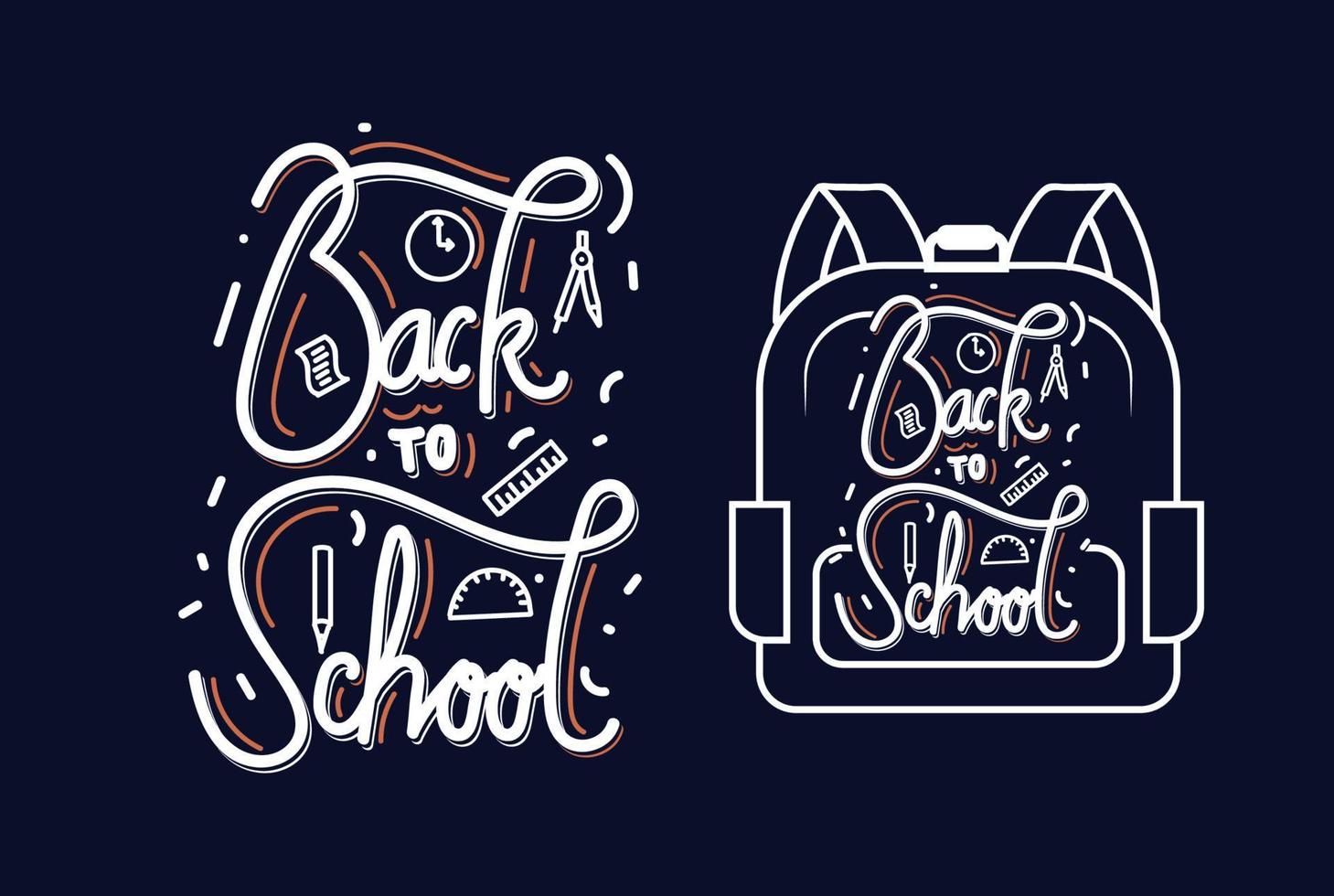 terug naar school kalligrafische tekst type woord lettertype brief belettering illustratie vector voor poster banner ontwerp