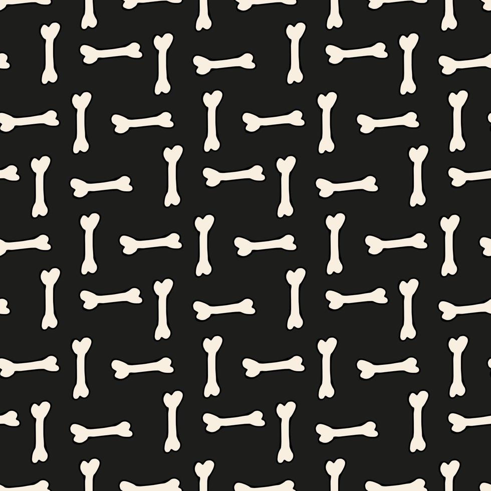 naadloze patroon met botten op zwarte achtergrond. vector afbeelding.