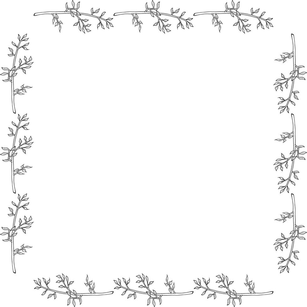 vierkante frame met takken op witte achtergrond. vector afbeelding.