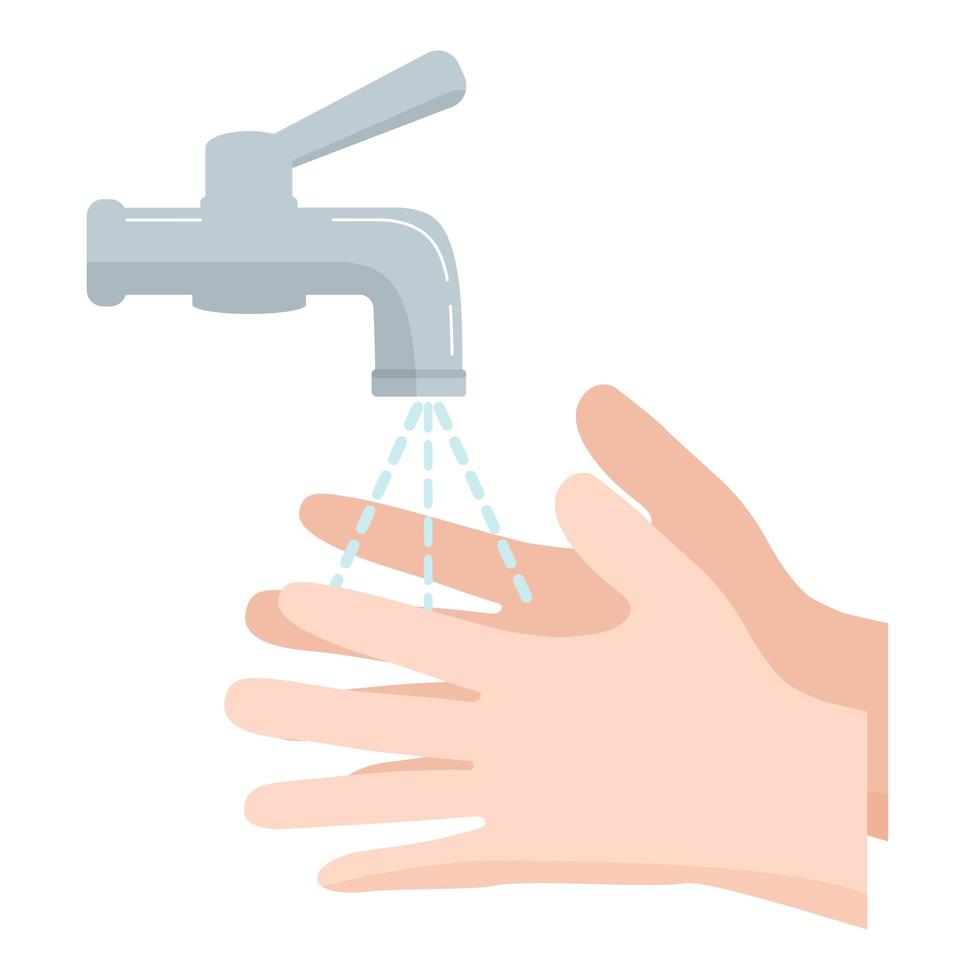 handen wassen onder kraan vector