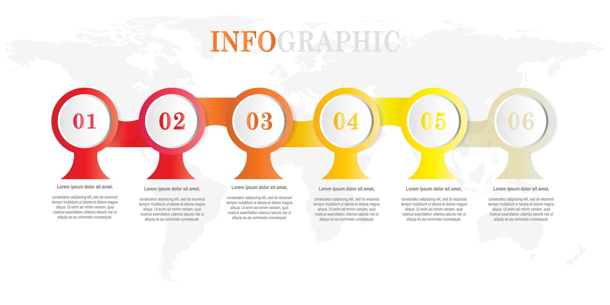 ronde vorm infographic met 6 stappen vector