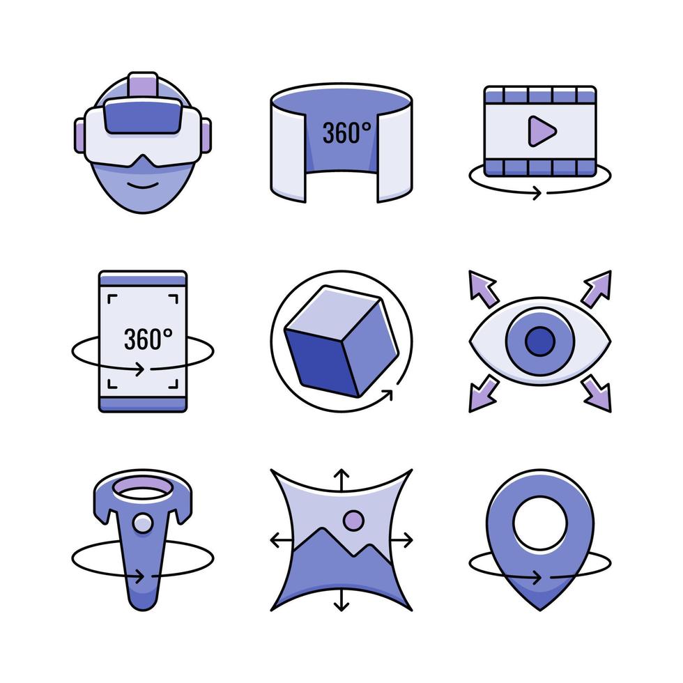 360 technologie iconen set vector