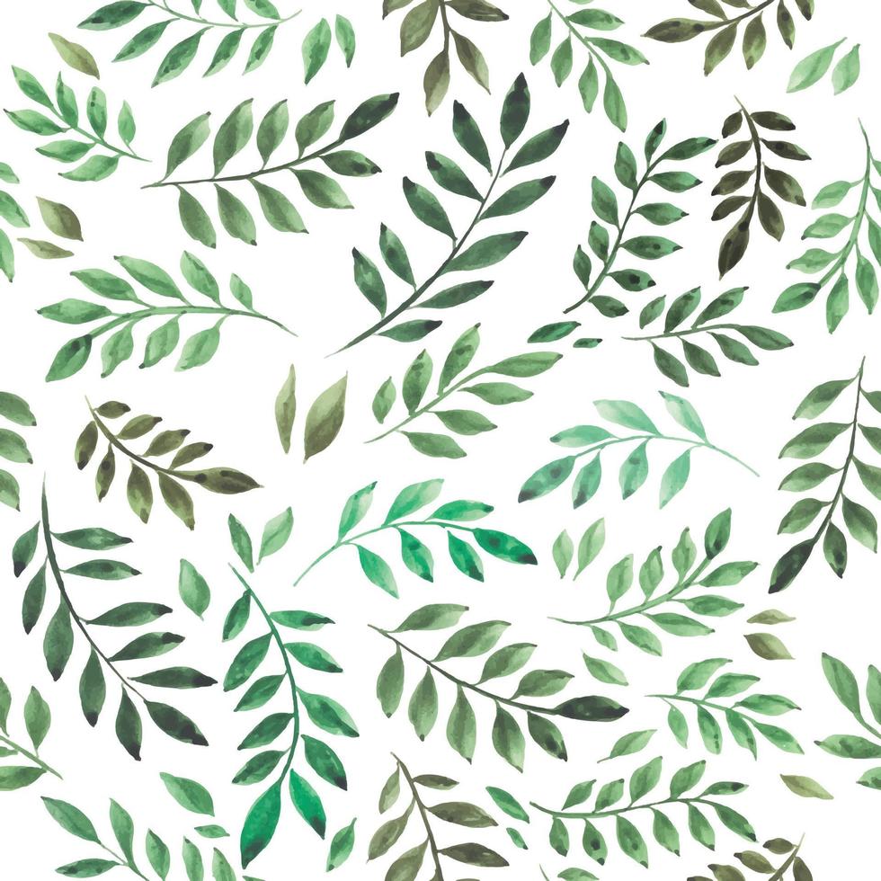 voorraad illustratie. tropische groene bladeren naadloze patroon geïsoleerd op een witte achtergrond. vintage aquarel tekening. ontwerp voor behang, wikkel, textiel, stof, keramiek vector