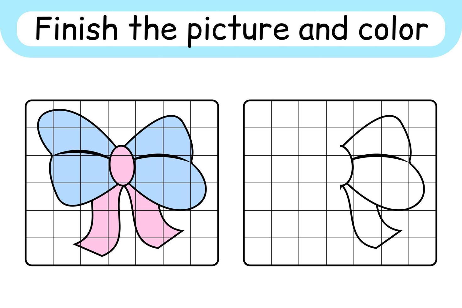 maak de fotoboog compleet. kopieer de afbeelding en kleur. maak het beeld af. kleurboek. educatief tekenoefenspel voor kinderen vector